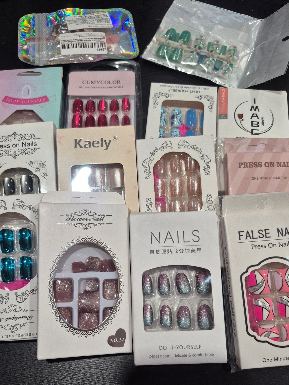 Assorted New Press-On Nail Sets Multiple Colors - Various Brands